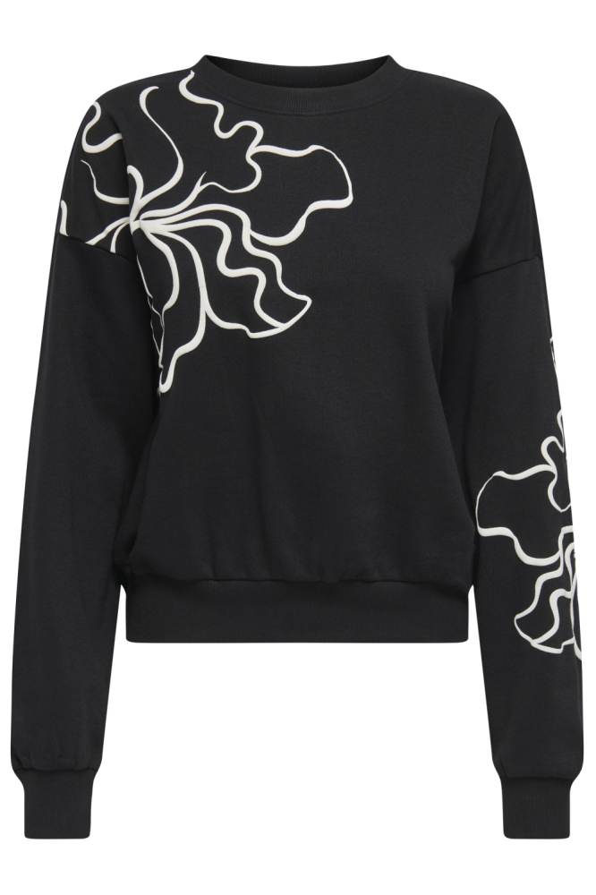 ONLODESSA L/S O-NECK BOX UB SWT 15353259 BLACK/W. BLURY FLOWER